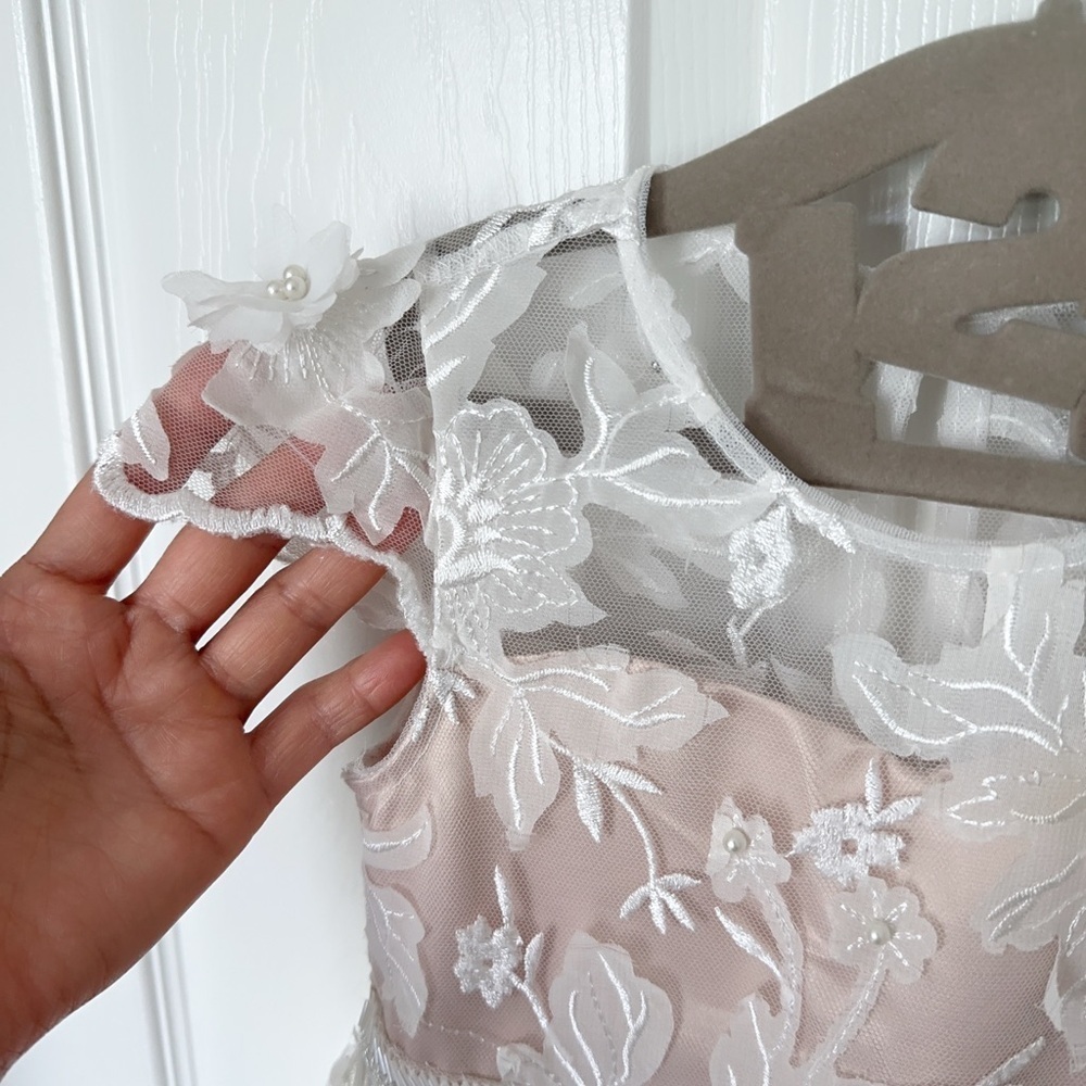 Rare Editions Gold and Pink Ruffled Tiered Dress - Picture 4 of 11